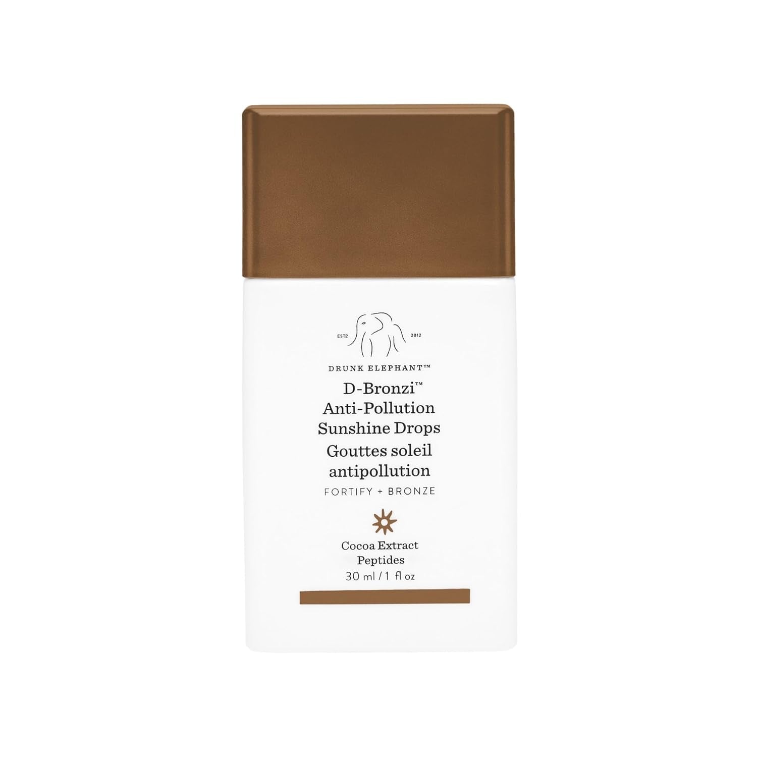 Drunk Elephant D-Bronzi drops bottle with bronze cap, 30 mL