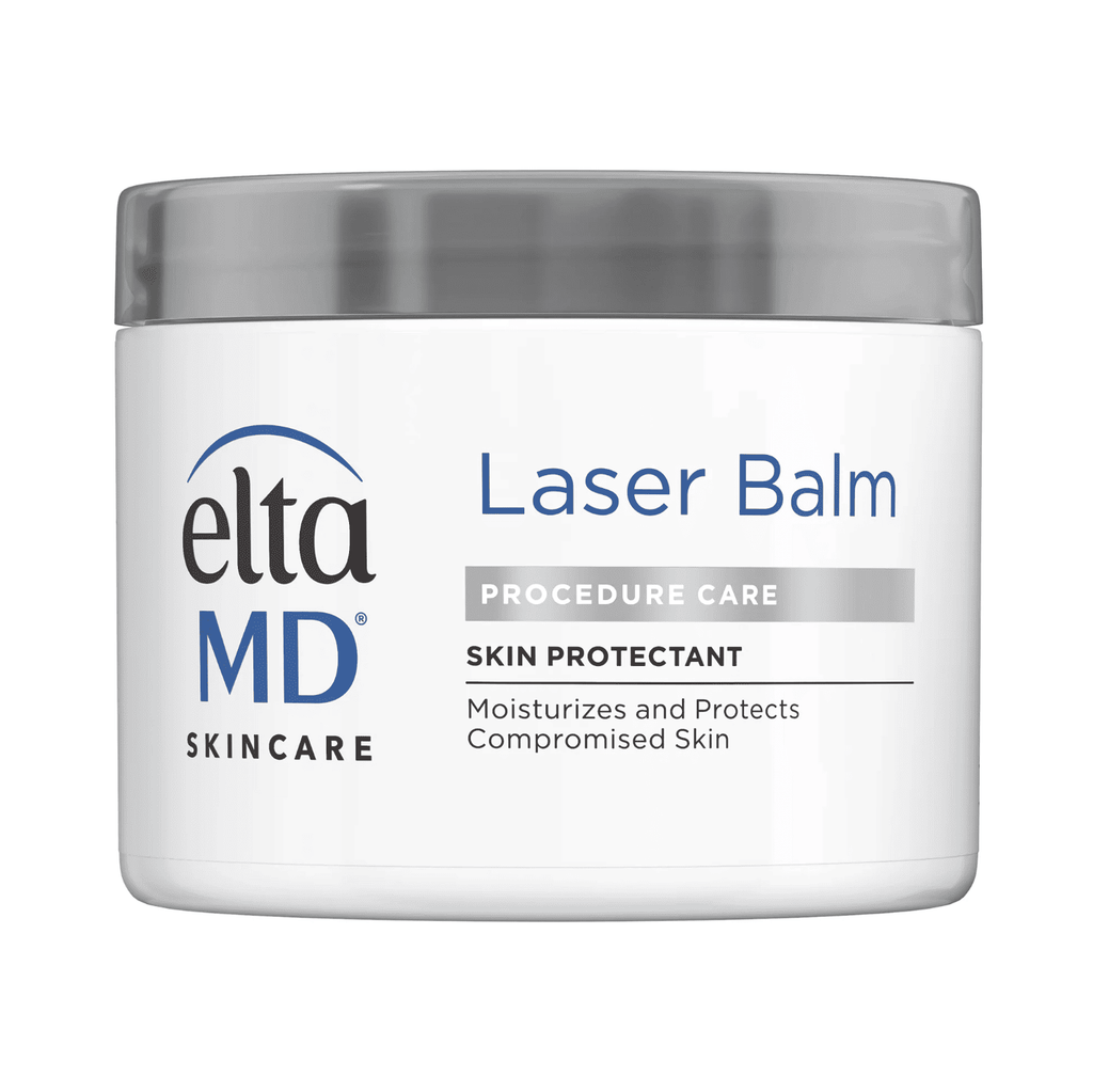 EltaMD Laser Balm post-procedure skin protectant jar, white container with blue label