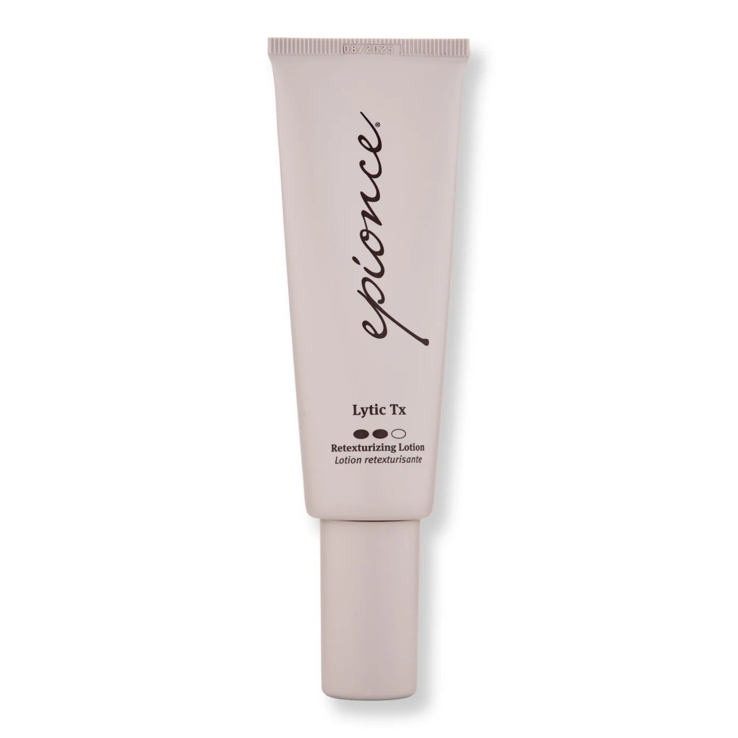 Epionce Lytic Tx lotion in a cream squeeze tube, tube cap included