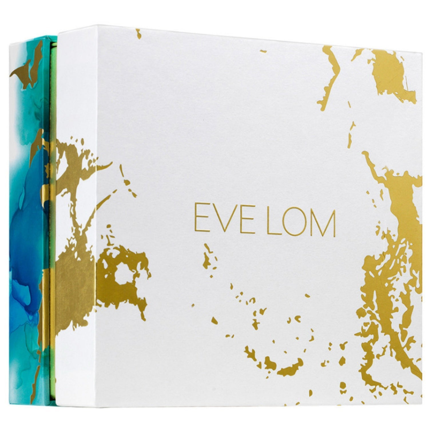 Eve Lom double cleanse gift box with gold map print and Eve Lom logo