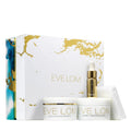 Eve Lom radiance ritual gift set with gold-toned bottles, cream jar, cleanser