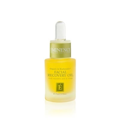 Facial recovery oil bottle with dropper, EMINENCE, amber glass, 0.5 oz