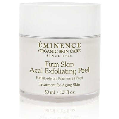 EMINENCE Firm Skin Acai exfoliating peel jar, white bottle with gold label