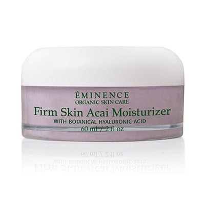 Moisturizer jar with EMINENCE Firm Skin Acai label and botanical hyaluronic acid