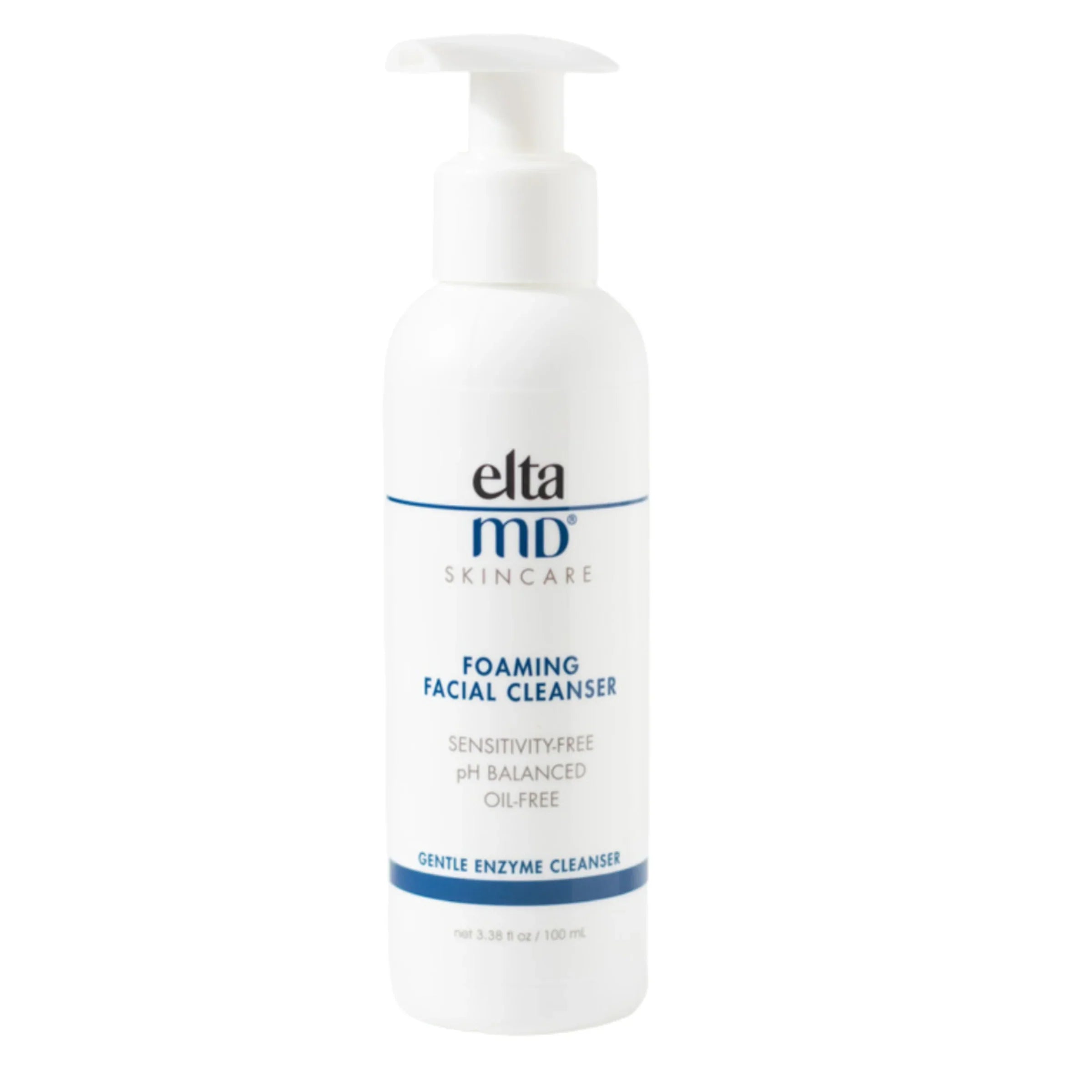 EltaMD foaming facial cleanser pump bottle, white bottle with blue label