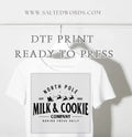 North Pole milk and cookies Christmas DTF print transfer Ready to Press