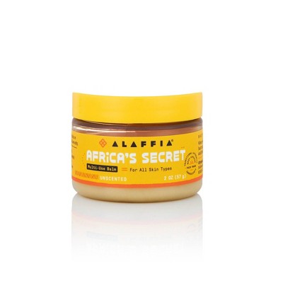 Alaffia Africa's Secret unscented multi-use balm in amber jar with yellow lid, 2 oz