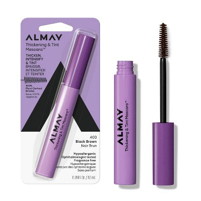 Almay Thickening & Tint Mascara 403 Black Brown in purple tube with black mascara wand