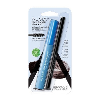Almay Multi-Benefit mascara pack, Black 503, boxed set with blue tube