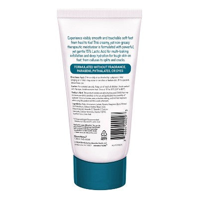Foot repair cream tube back label with ingredient and directions text; AmLactin branding