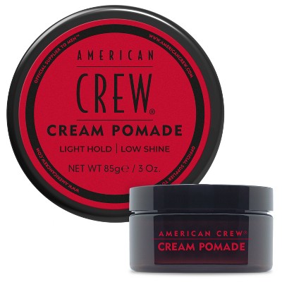 American Crew cream pomade jar and lid, dark container with red label