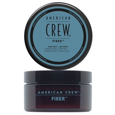 American Crew Fiber hair fiber jar with blue lid, dark container