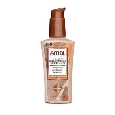 Facial moisturizer pump bottle, light beige with brown dispenser