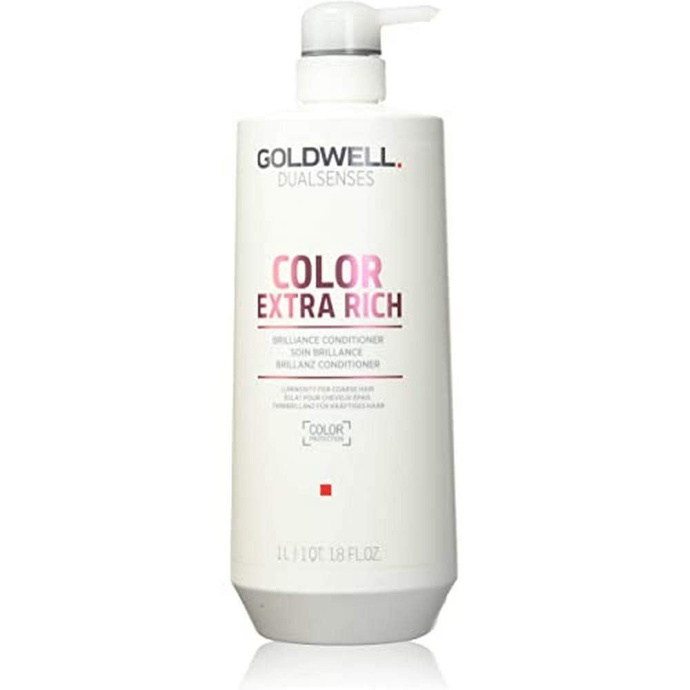 Goldwell DualSenses Color Extra Rich conditioner bottle with pump, white and red label