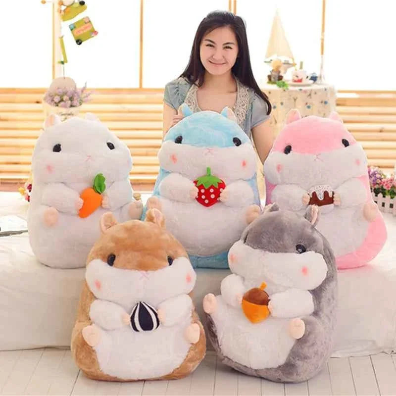 Kawaii Hamster Plush Toy (15.0/21.7 in) - Cute Mouse Doll Holding Snacks Gift