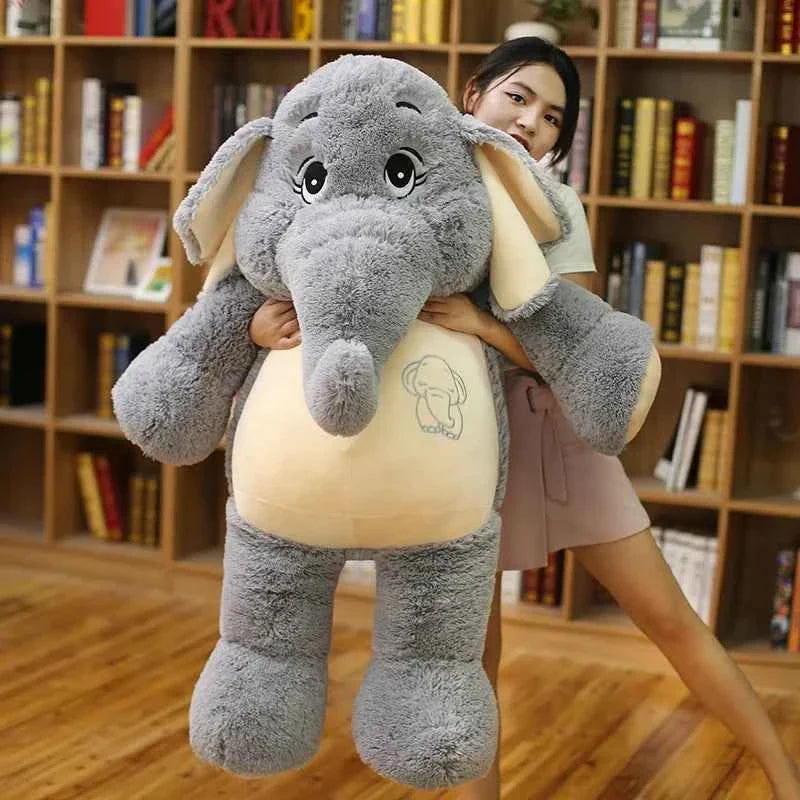 Giant Grey Elephant Plush Toy (15-38.6 in) - Big Flappy Ears Stuffed Animal Christmas Gift
