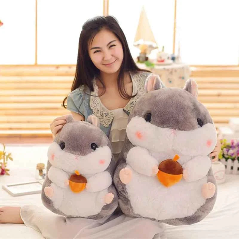 Kawaii Hamster Plush Toy (15.0/21.7 in) - Cute Mouse Doll Holding Snacks Gift