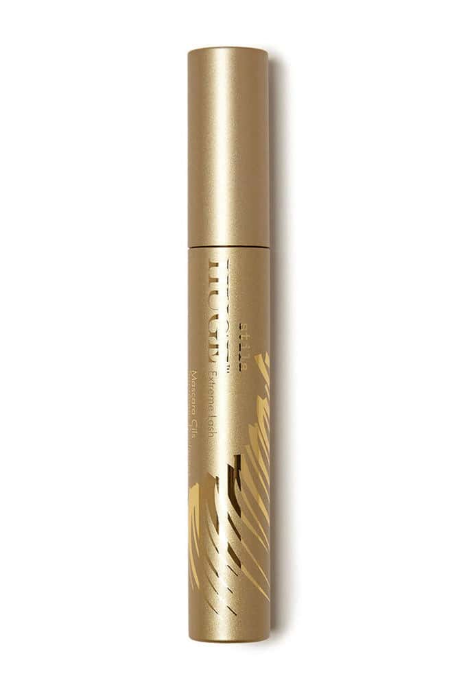 Stila mascara tube in gold, slim cylindrical design with capped top