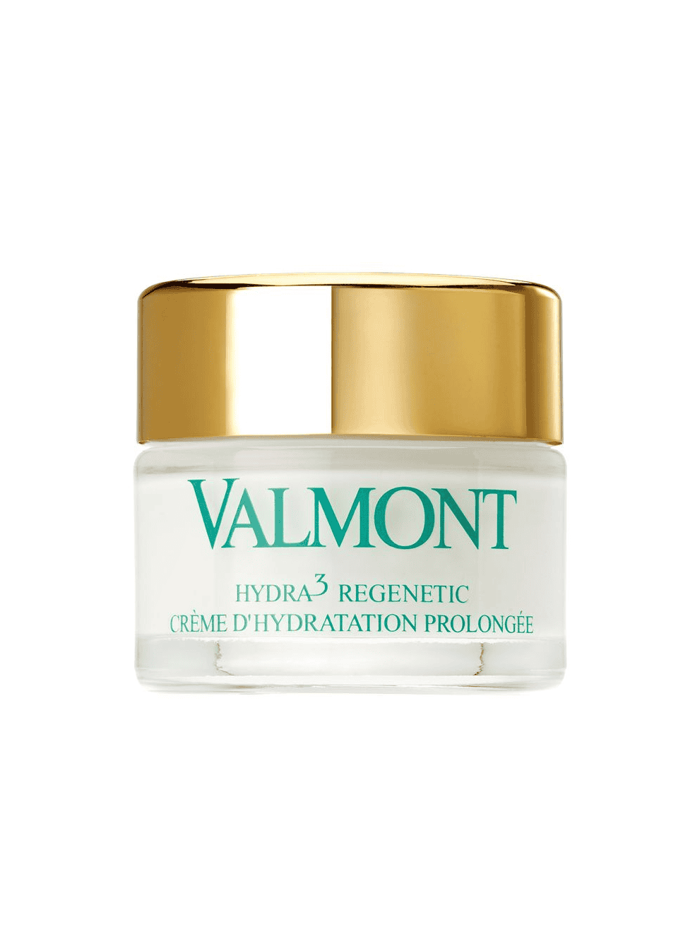 Valmont hydration cream jar with gold lid and white container