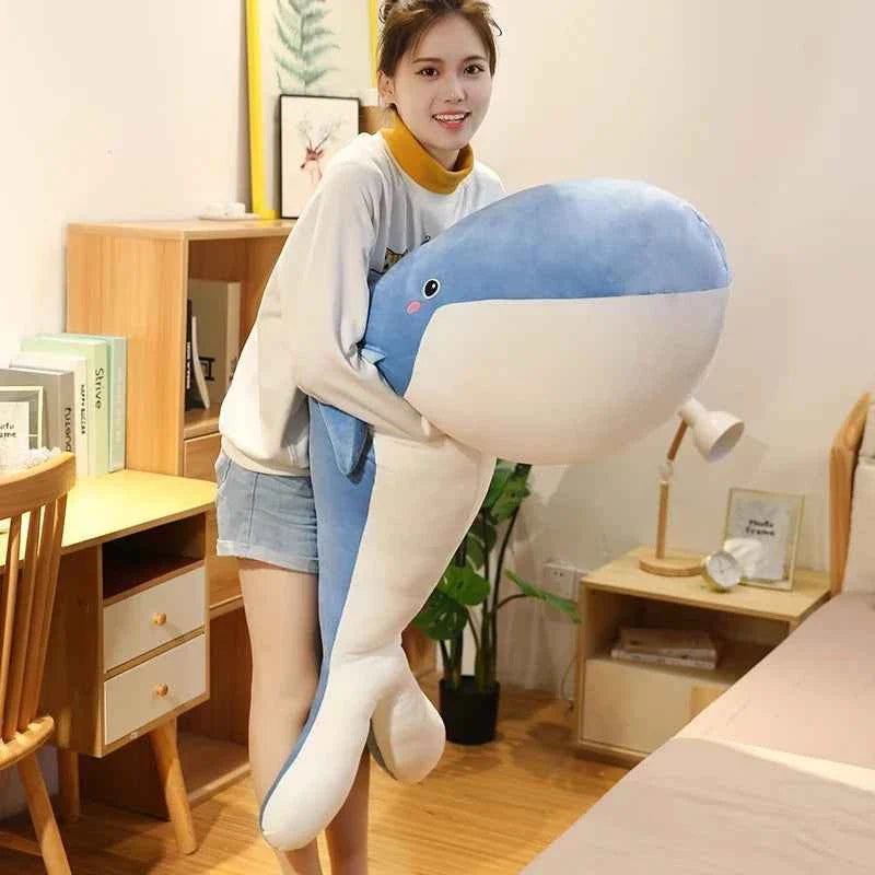 Giant Blue Whale Plush Toy (19.7-59.1 in) - Soft Sea Animal Stuffed Doll Birthday Gift