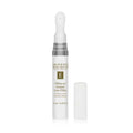 Skincare serum bottle with dropper cap, silver label, white filler