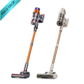 Cordless stick vacuum cleaner with floor nozzle, orange and silver/white set