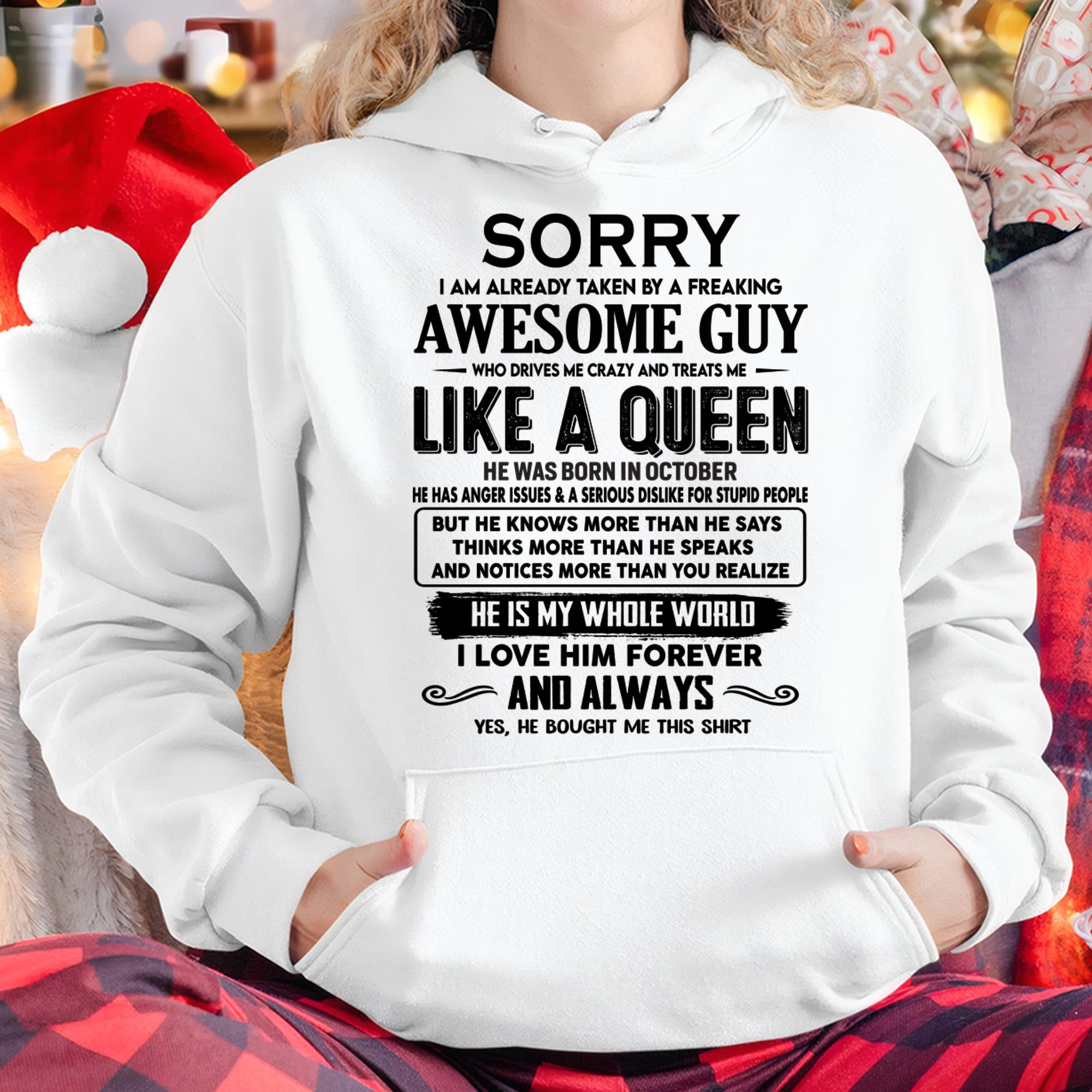 October - Sorry I am already taken by a freaking awesome guy - Gift for Wife From Husband - NGHL10 (SKU-SRG-10)