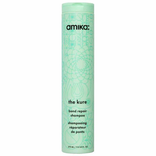amika the kure bond repair shampoo bottle, turquoise, with cap