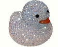 Glitter diamond art duck ornament with orange beak, light silver body