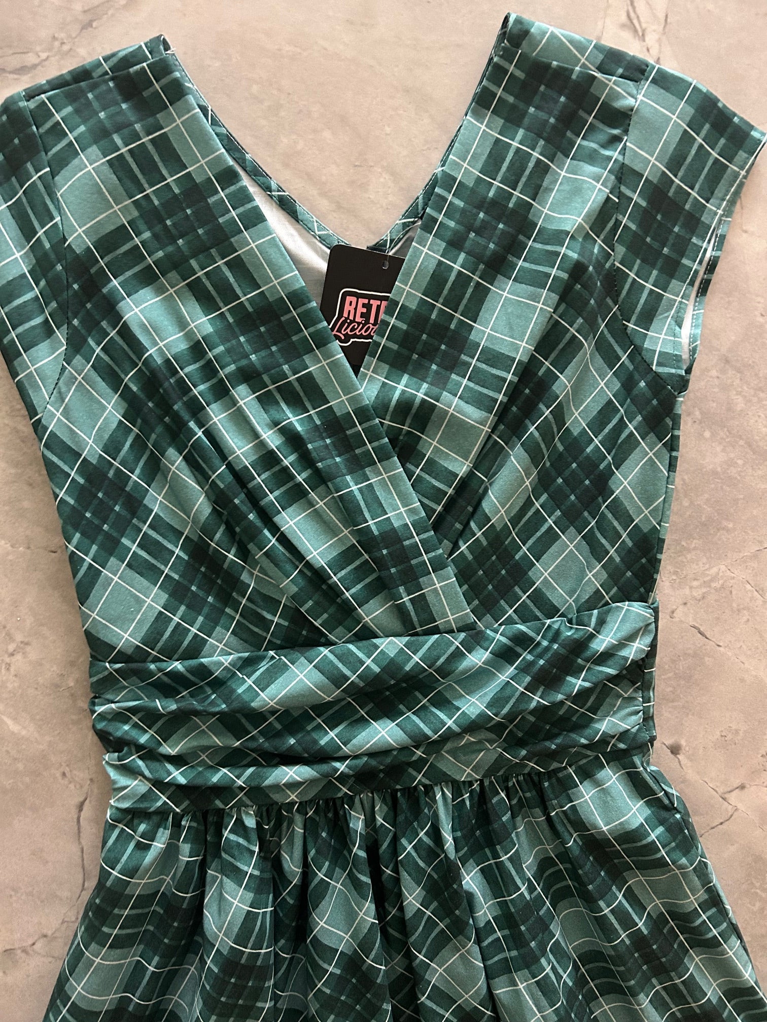 Green Plaid Greta Dress - 2X only