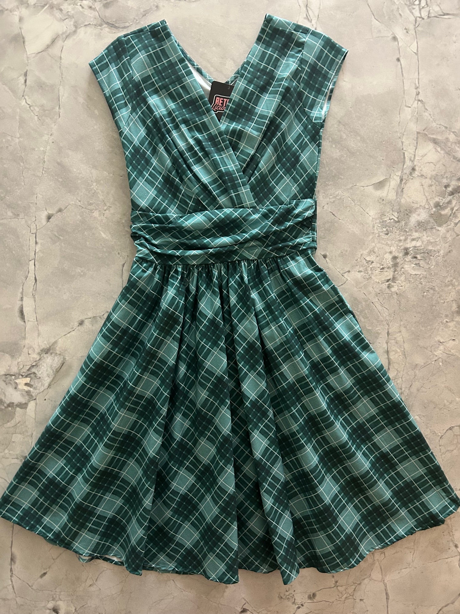 Green Plaid Greta Dress - 2X only