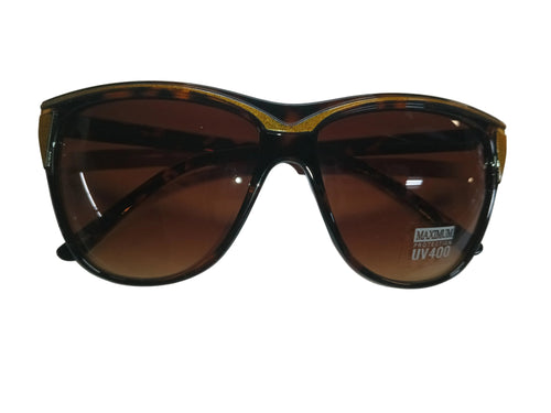 Tortoise retro sunglasses with brown-tinted lenses, sculpted frame, and UV400