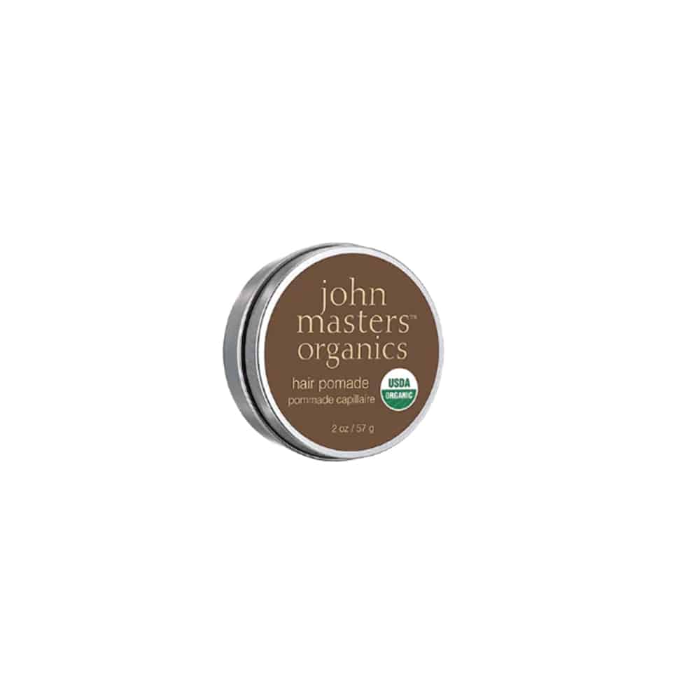 john masters organics hair pomade tin, round metal container