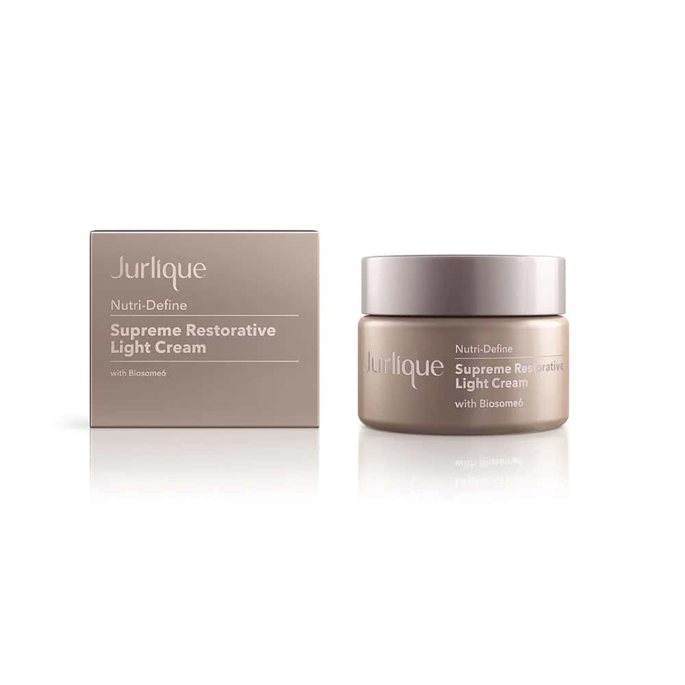 JURLIQUE light face cream jar with matching box; beige cap and label