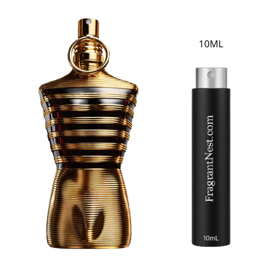 Gold fluted cologne travel spray bottle, 10 mL