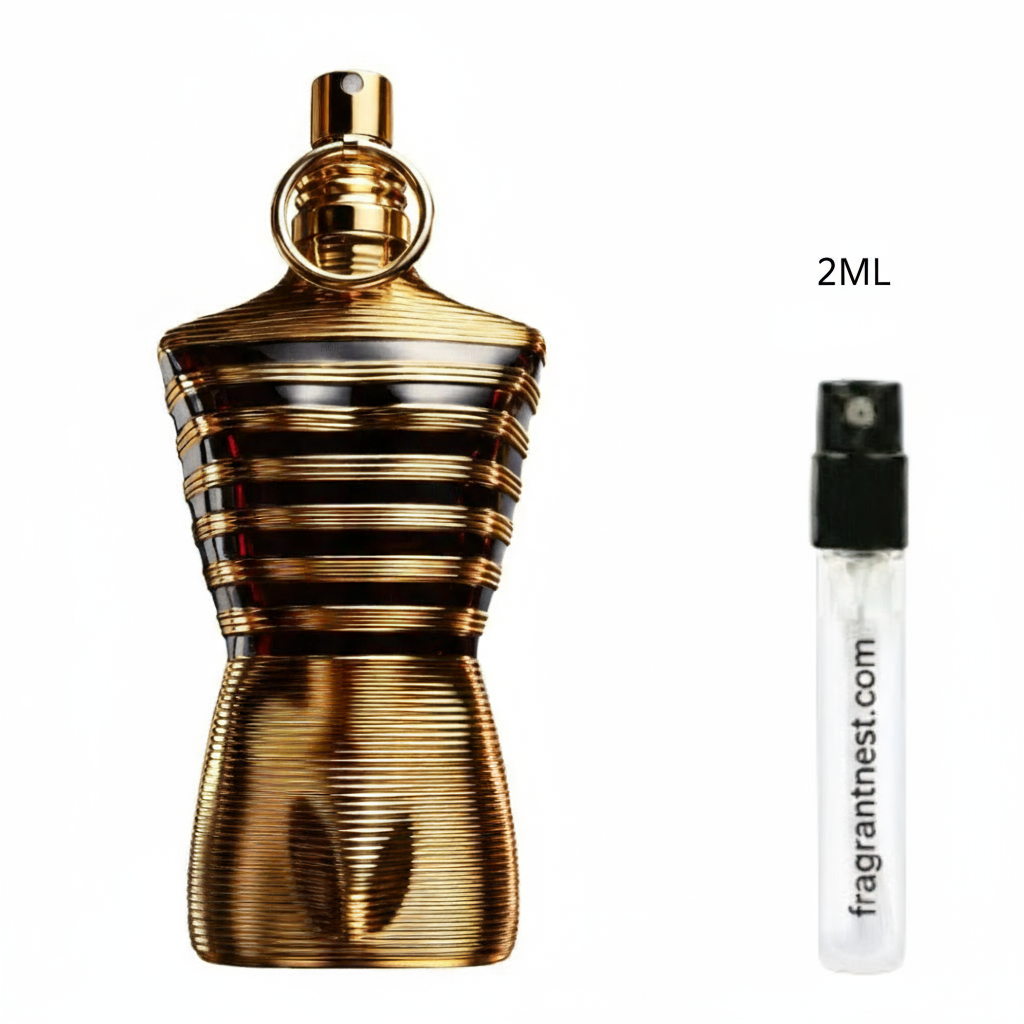 Amber glass cologne travel spray vial with black nozzle, 2 mL