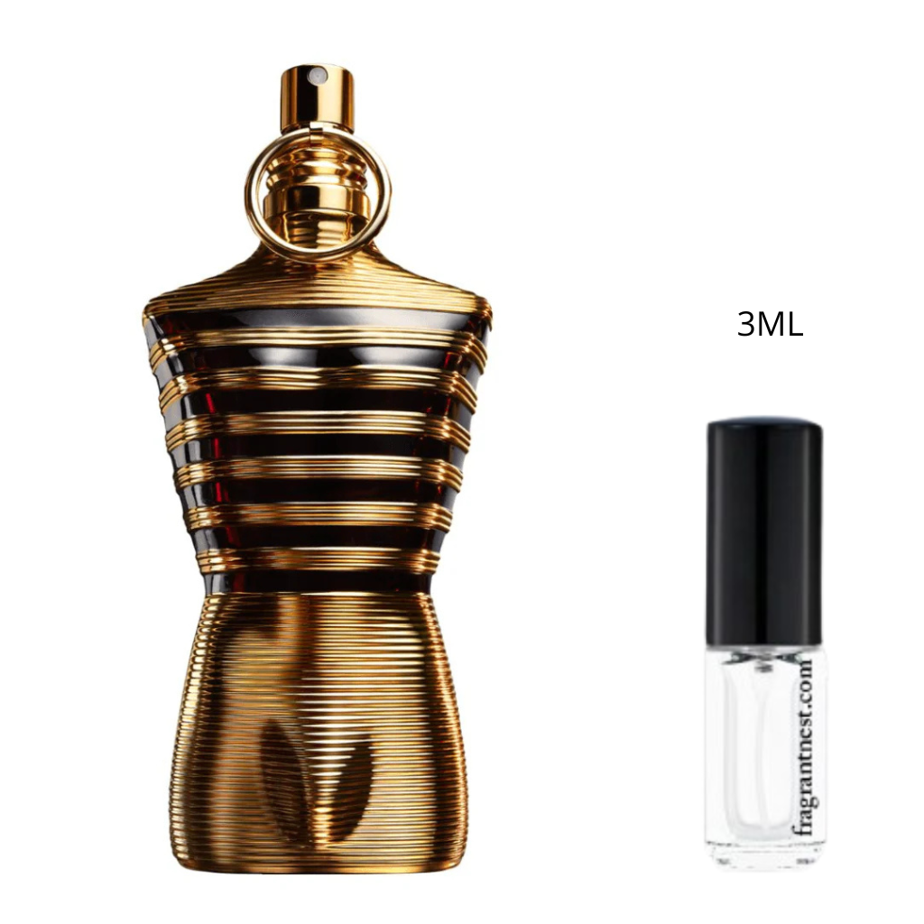 Amber glass cologne travel spray vial with black nozzle, 3 mL