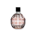 Jimmy Choo Eau de Parfum bottle, rose-gold glass with black cap