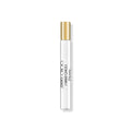 Perfume travel spray bottle with clear body and gold cap, Jimmy Choo
