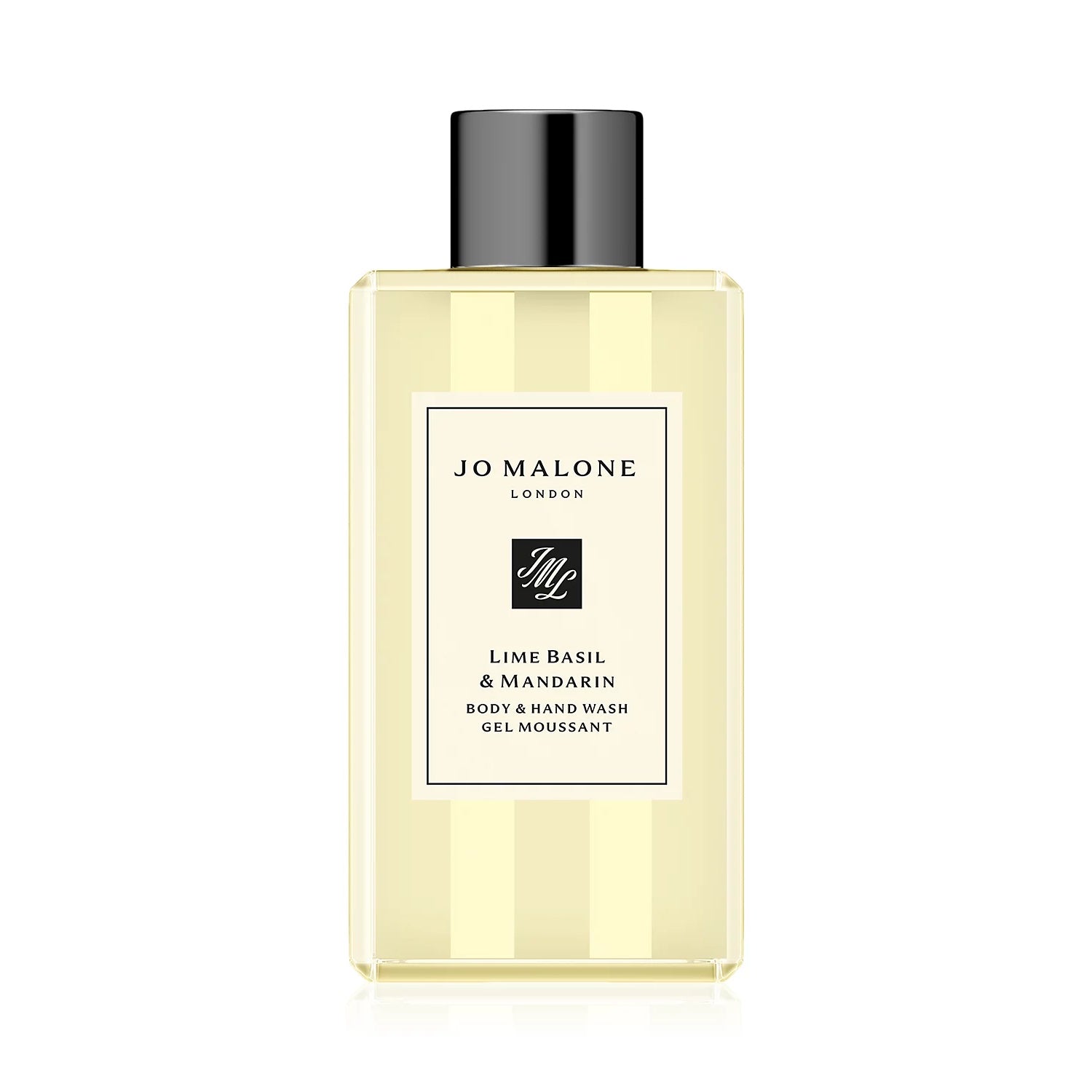 Jo Malone London body and hand wash bottle with black cap, cream label