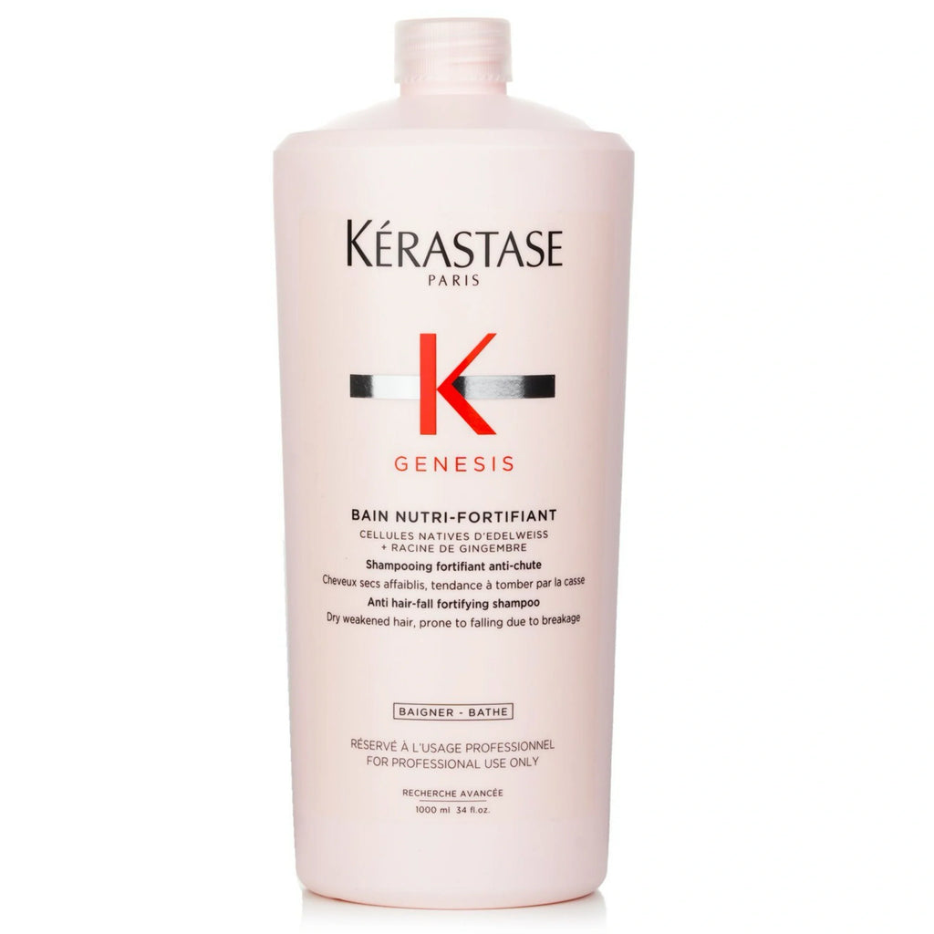 Kérastase Genesis shampoo bottle, pale pink bottle with small light cap