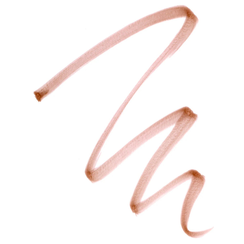 Warm light-brown brow swatches on skin, three curved strokes
