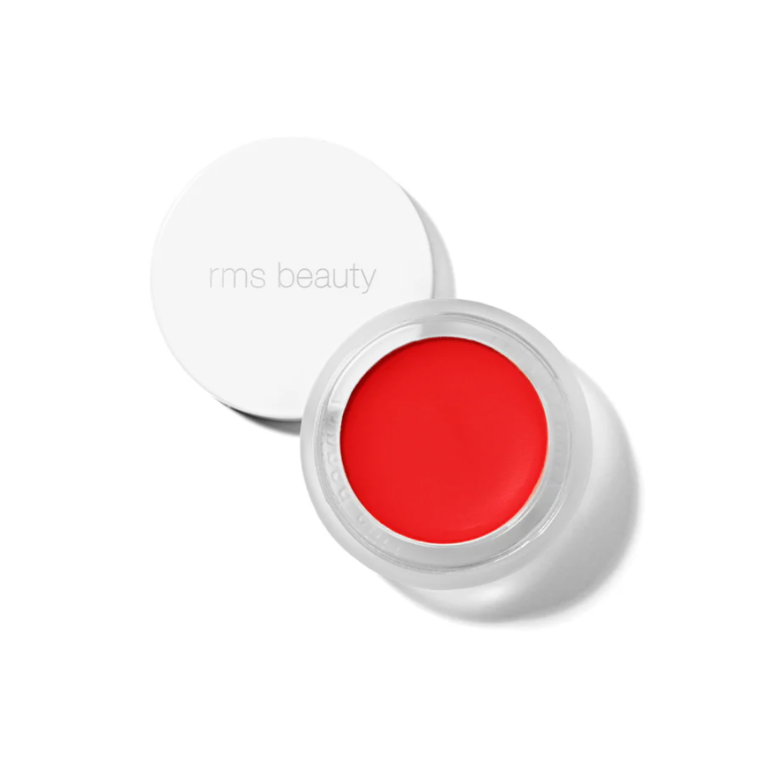 RMS Lip2Cheek balm in clear round pot, vivid red shade