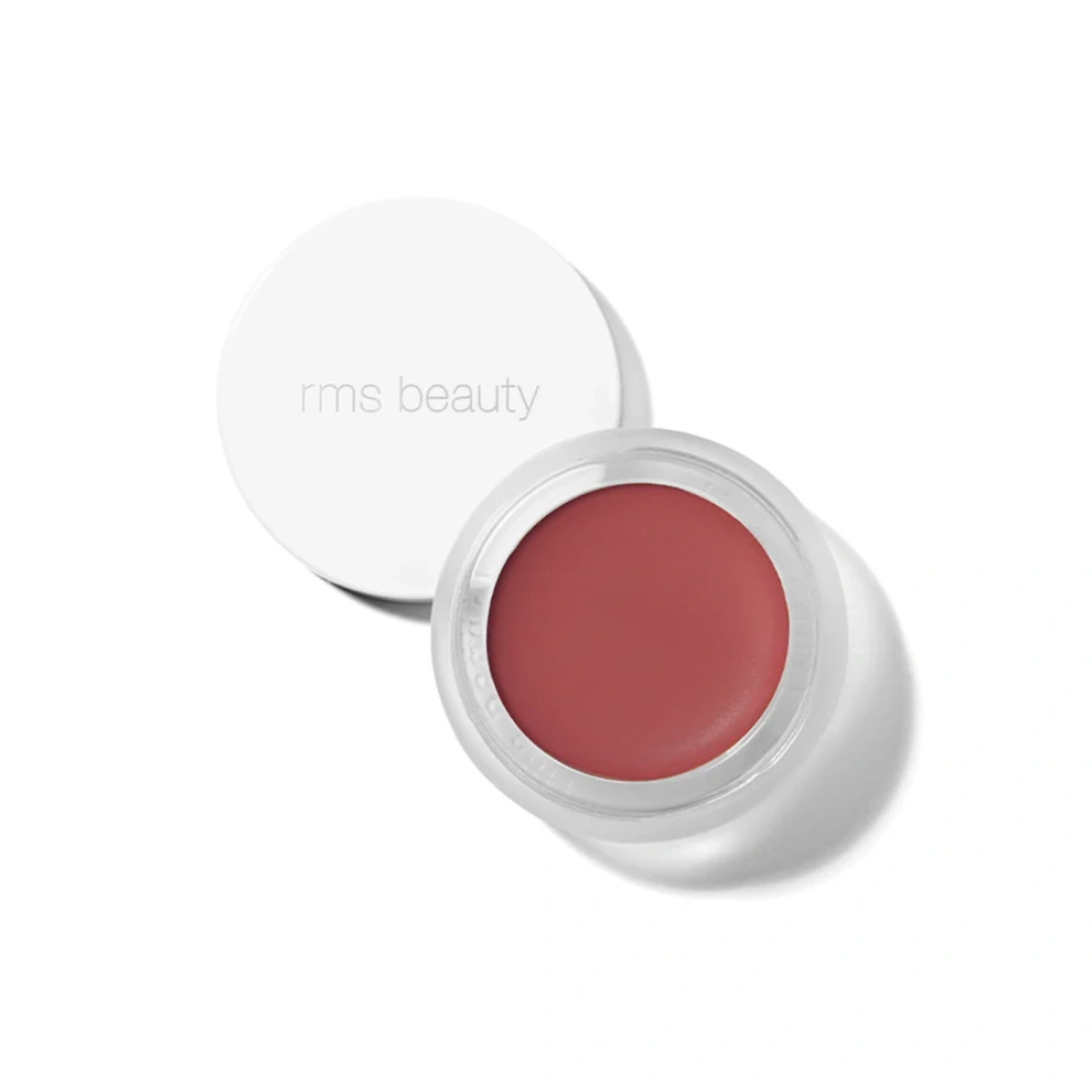 RMS Lip2Cheek balm in clear round pot, muted mauve-rose shade