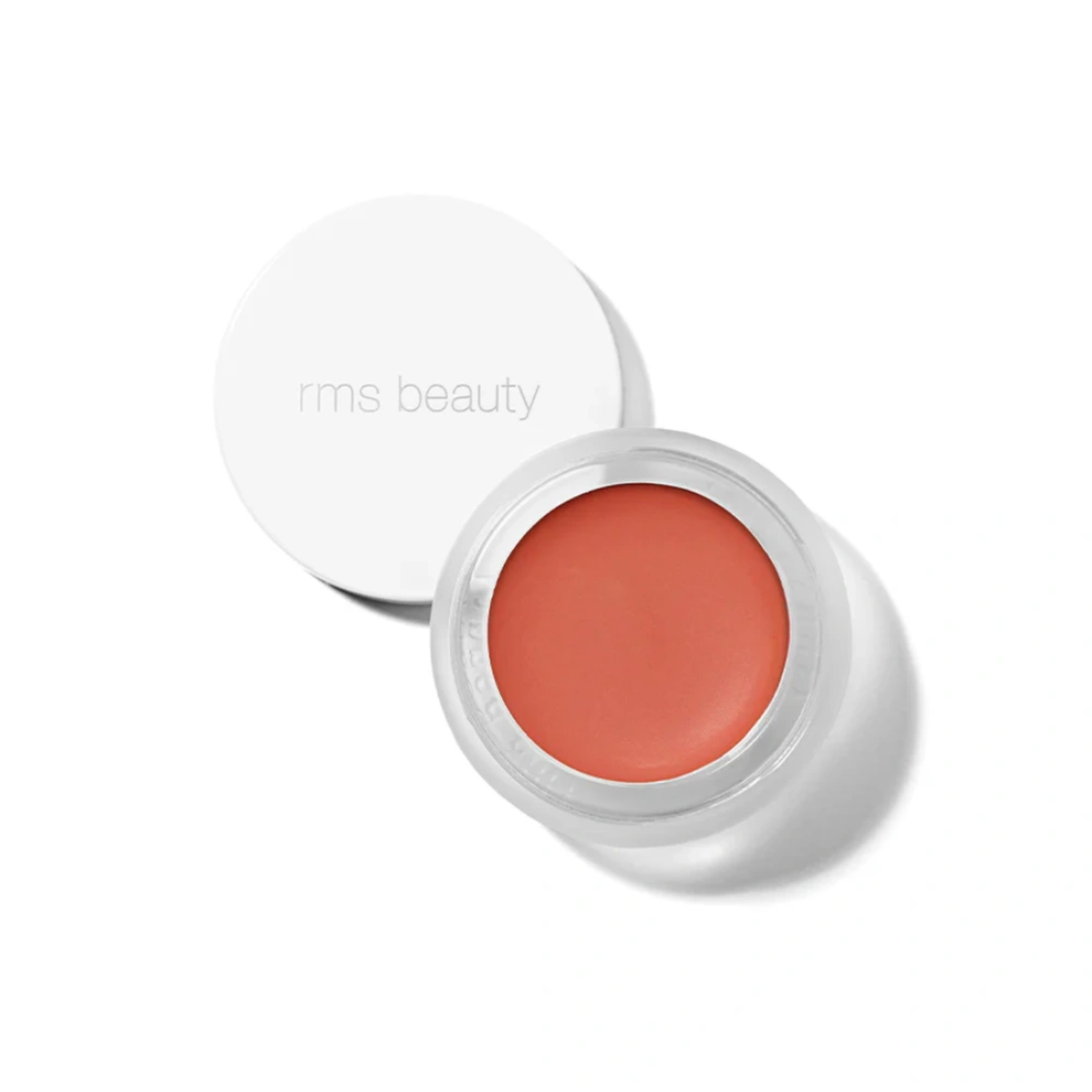 RMS Lip2Cheek balm in clear round pot, warm terracotta-rose shade