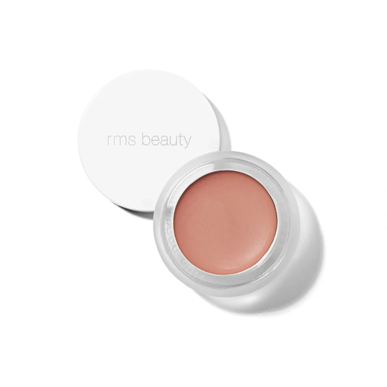 RMS Lip2Cheek balm in clear round pot, nude peach shade