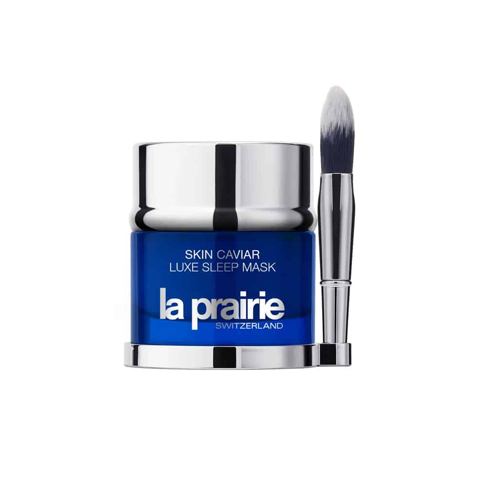 Skin Caviar Luxe Sleep Mask jar with silver lid and brush, 50 ml