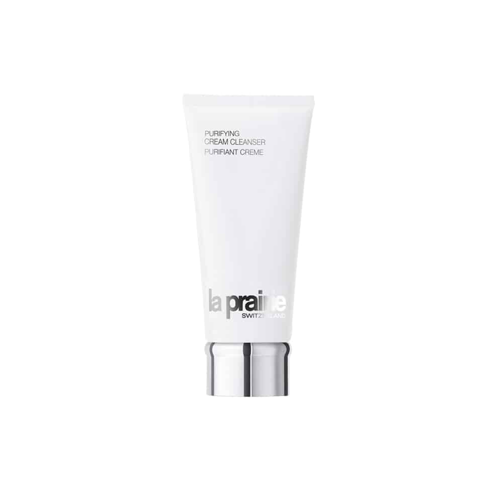La Prairie purifying cream cleanser tube, white with silver cap