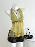 The Salty Season Lace Halter Cami Top