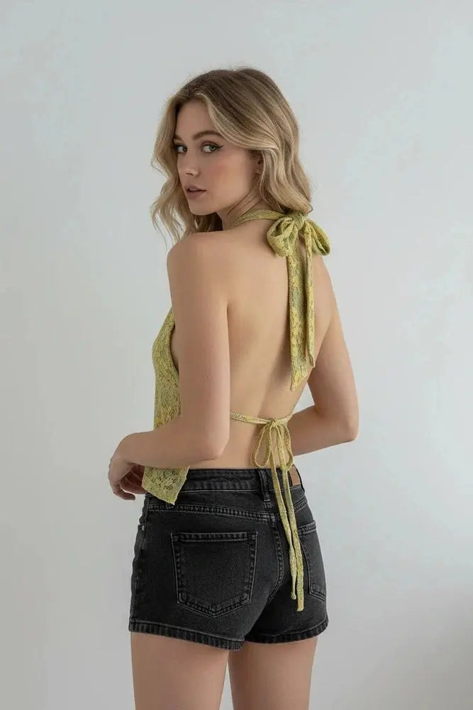 The Salty Season Lace Halter Cami Top